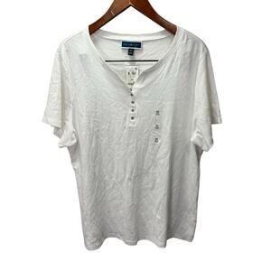 Karen Scott Plus Shirt Blouse 2X Cotton Stretch NEW # G720